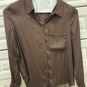Evereve Chocolate Button-Up Blouse